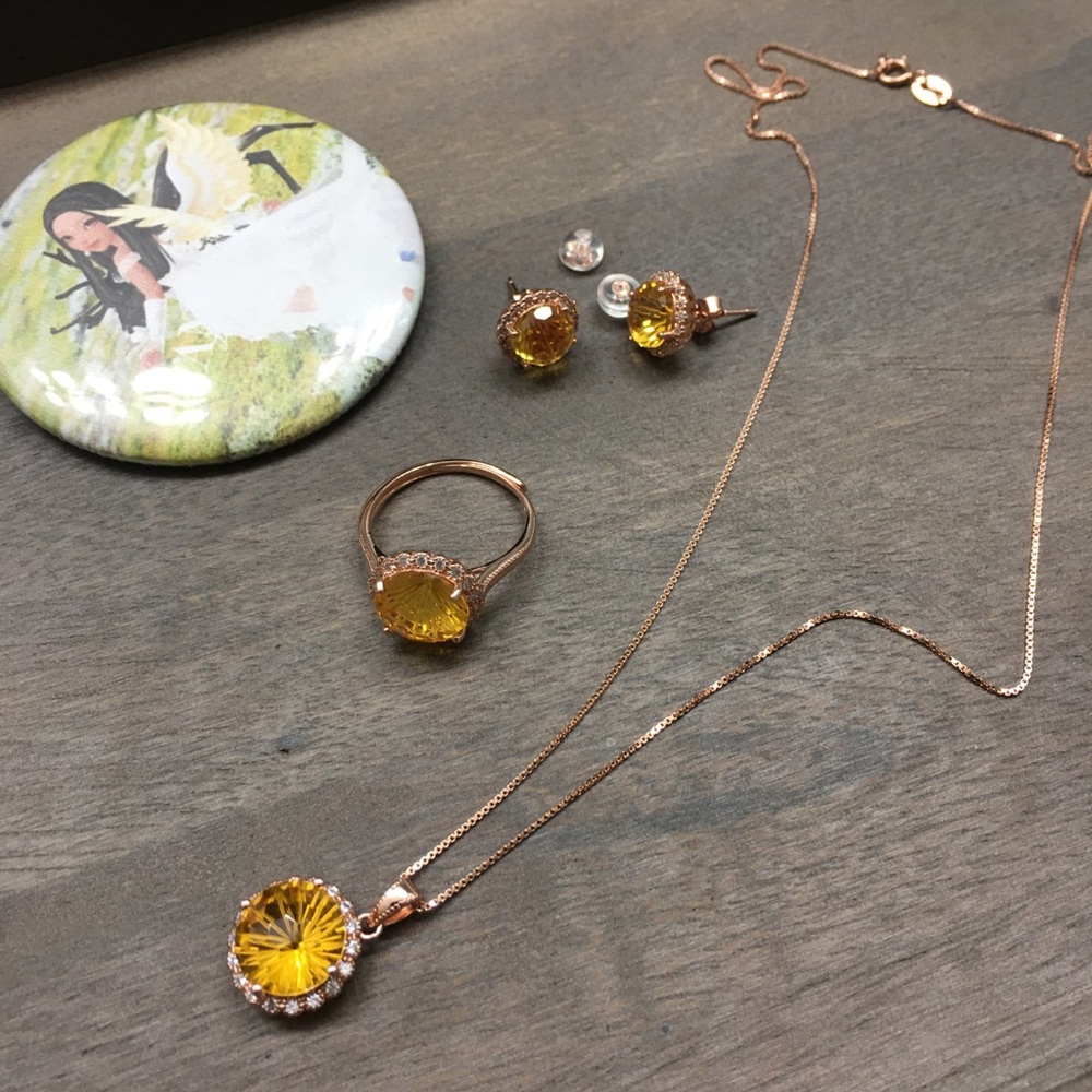 Certified Natural Citrine Solid Silver 4 Piece Set - Picture 14 of 16